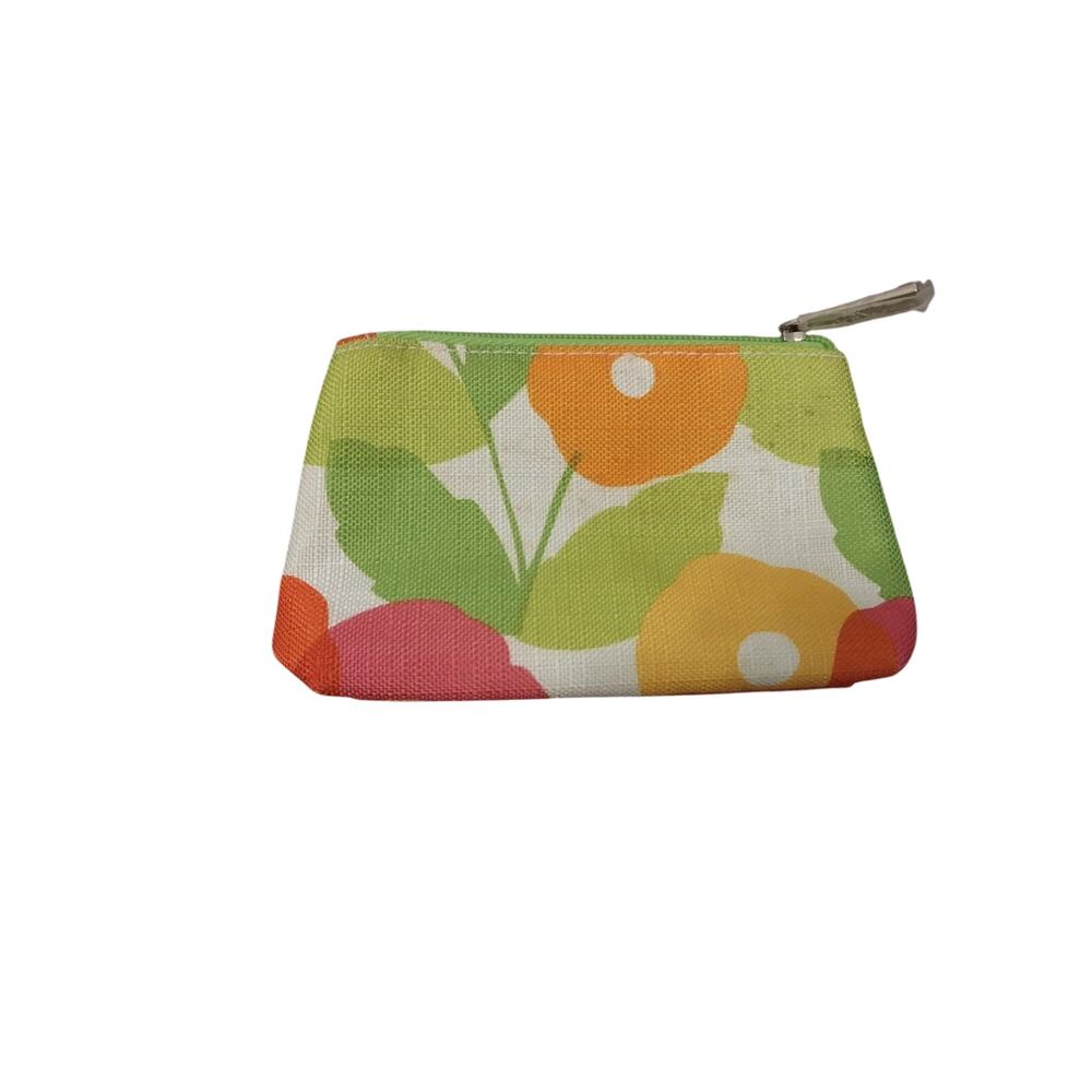 Clinique Mini Zipper Travel Makeup Cosmetic Bag Flowers Colorful 5 1/2" X 3 1/2"